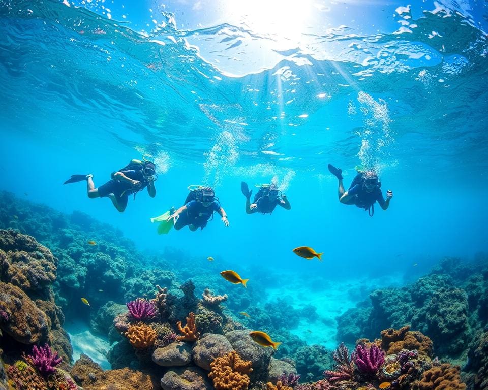 Snorkelen en duiken in helder water op de Bahama's