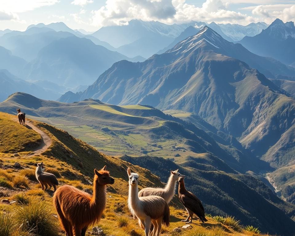 wandelen en unieke dieren in de Andes