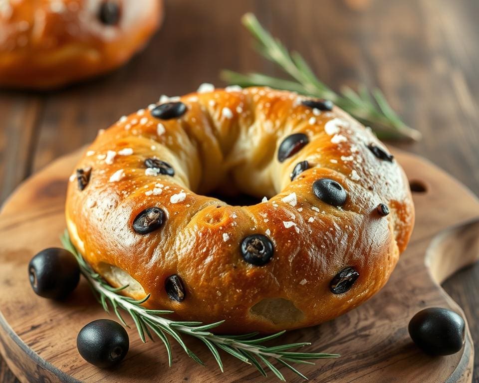 Ambachtelijk zuurdesem bagels met olijven