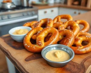 Ambachtelijke pretzels met grove mosterd