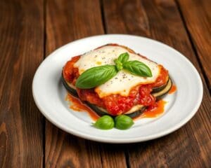 Aubergine parmigiana met verse basilicum