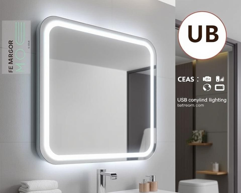 Design spiegel voor badkamer met USB