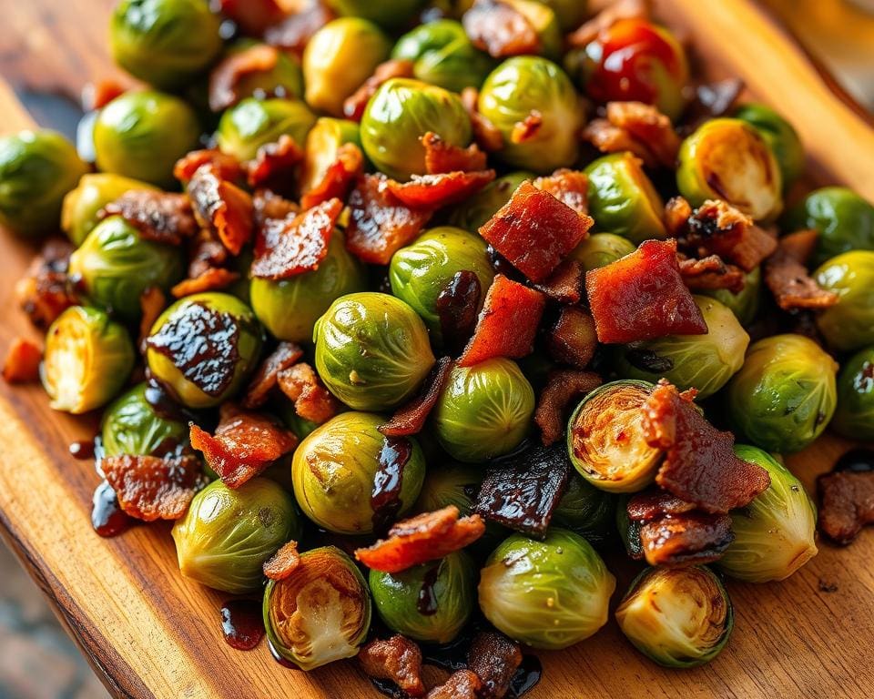 Geroosterde spruitjes met spek en balsamico glazuur