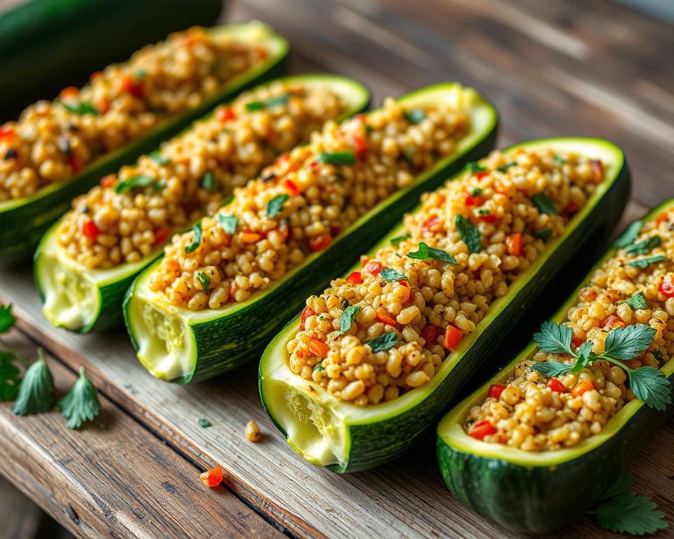 Gevulde courgettes met een quinoa-kruidenmix