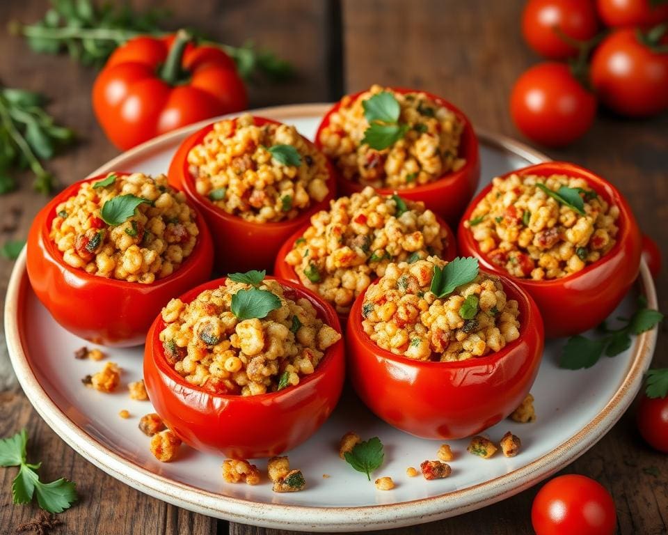 Gevulde tomaten met een kruidige couscousmix