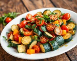 Groentenschotel met geroosterde courgettes