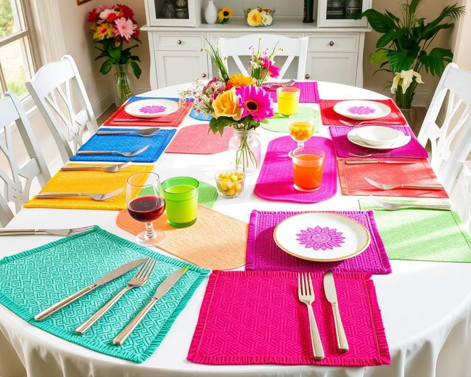 Kleurrijke placemats voor een vrolijke tafel voor eten