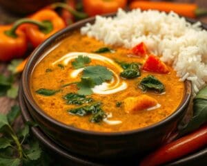 Vegetarische curry met spinazie en kokosmelk