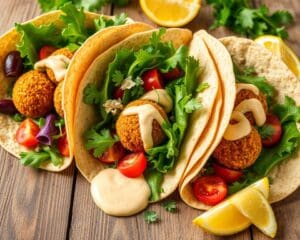 Volkoren wraps met falafel en tahinsaus