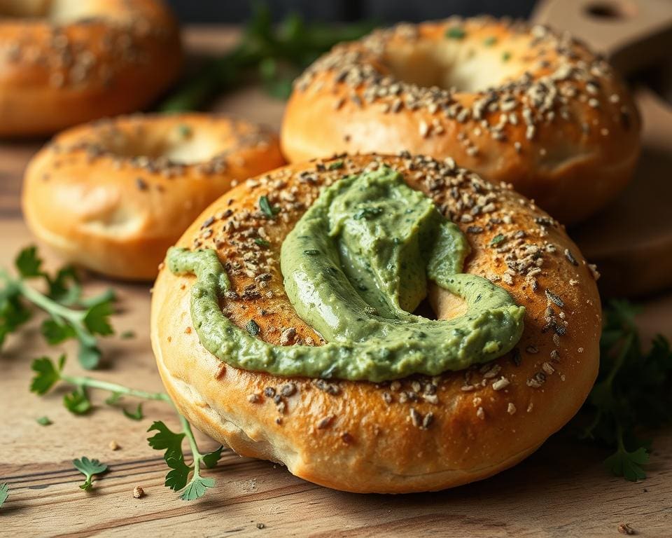 Volkoren zuurdesem bagels met kruidenboter