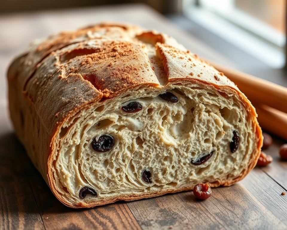 Volkoren zuurdesembrood met rozijnen en kaneel