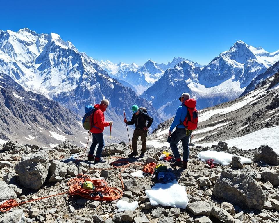 Voorbereiding voor bergbeklimmen in de Himalaya