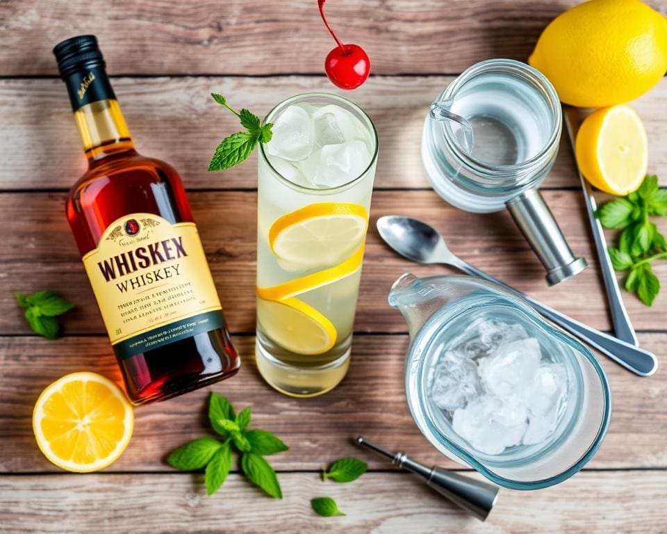 ingrediënten voor de perfecte Whiskey Collins