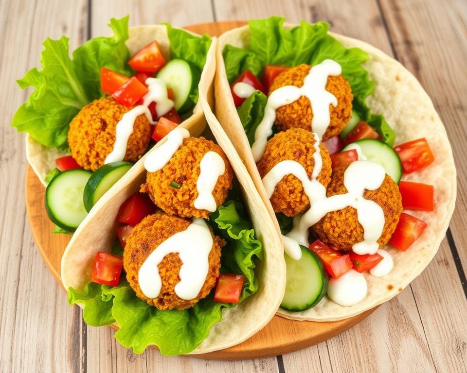 volkoren wraps met falafel en frisse tzatziki