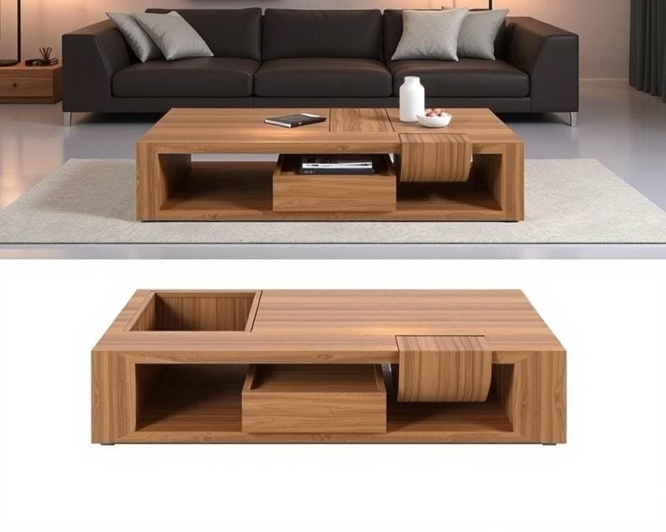 Design salontafel met geïntegreerde opbergruimte