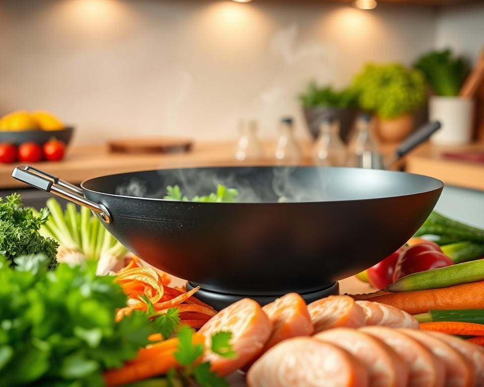 Elektrische wok met antiaanbaklaag: gezond koken