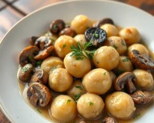 Gnocchi met paddenstoelen in een romige truffelsaus