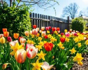 Hoe maak je een border met tulpen en narcissen?