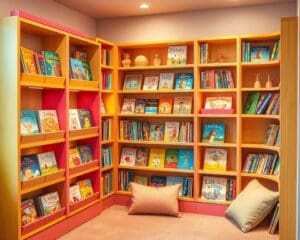 Kinderboekenrekken met een ingebouwde leeshouder