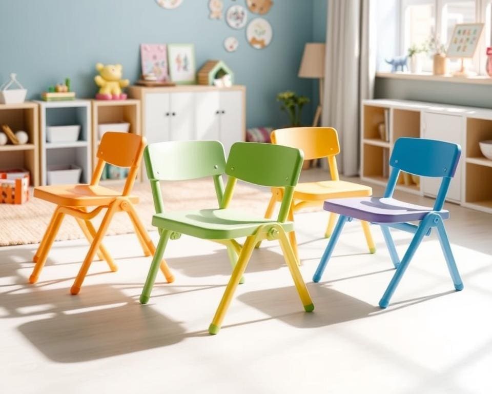 Kinderstoelen met een compact inklapmechanisme