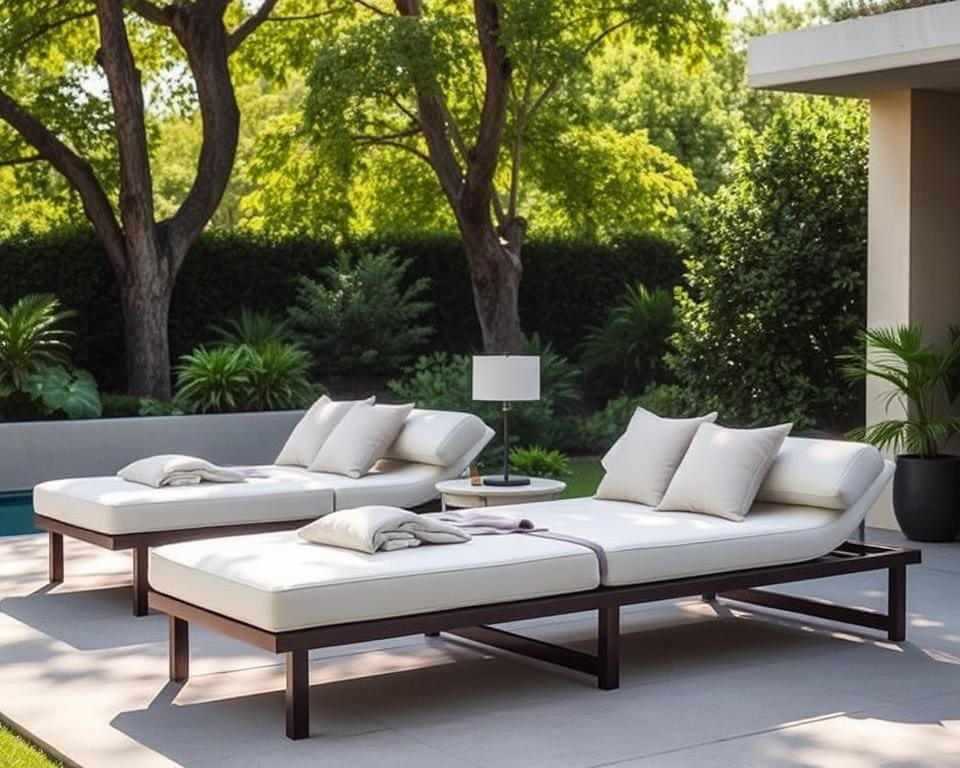 Luxe loungeset met verstelbare voetenbankjes