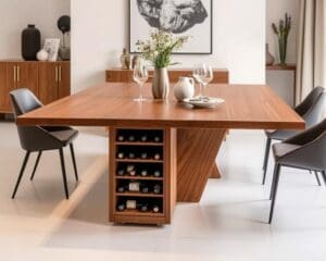 Moderne eettafel met ingebouwde wijnrekken