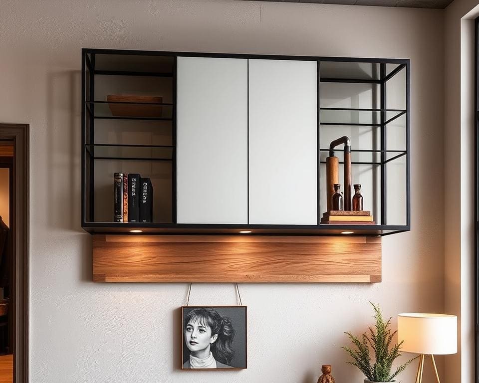 Moderne wandkast met industriële details