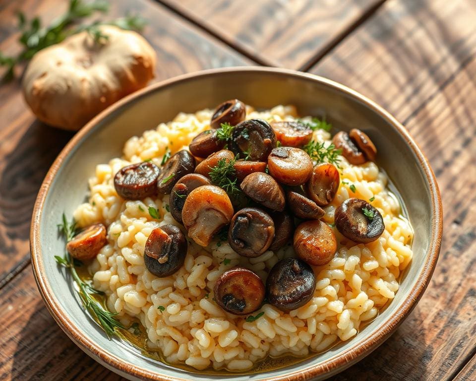 Risotto met paddenstoelen en truffelolie