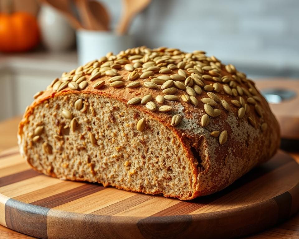 Volkoren zuurdesembrood met pompoenpitten en zaden