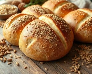 Volkoren zuurdesembroodjes met sesam en lijnzaad