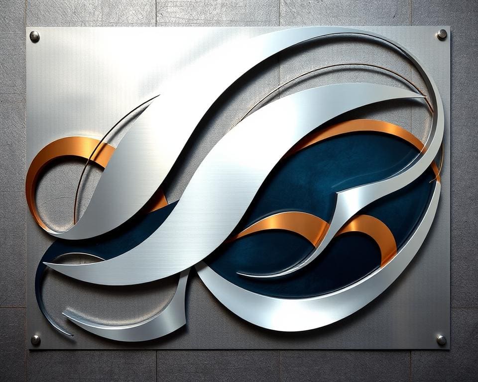 Wanddecoratie in abstracte metalen ontwerpen