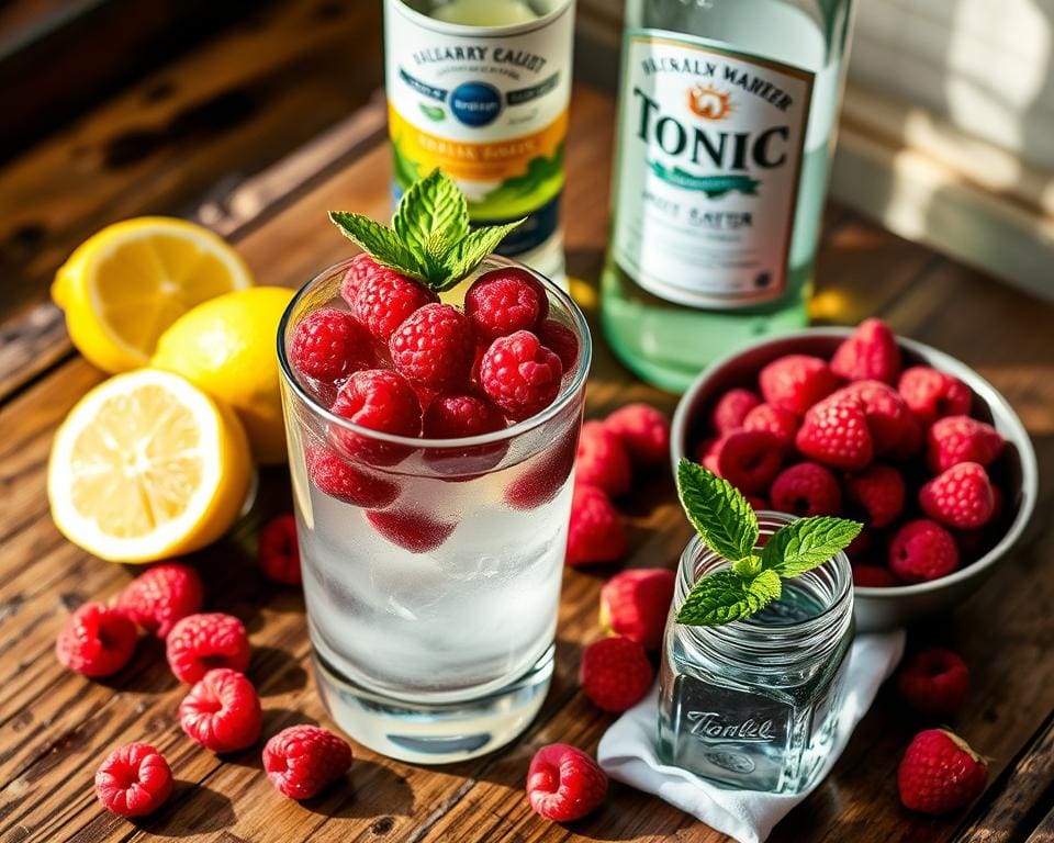 basis ingrediënten voor Raspberry Collins