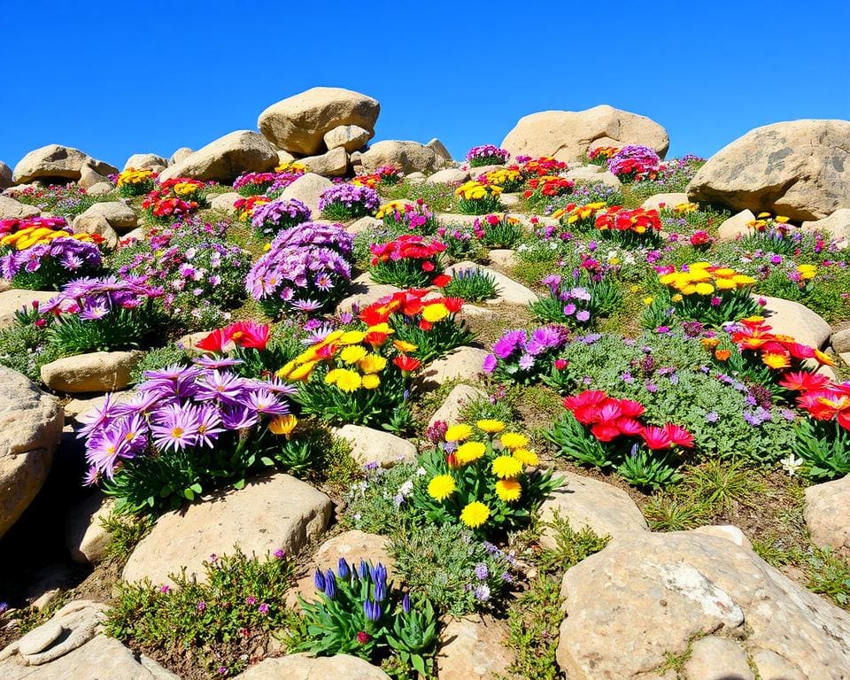 bloemen voor kleine rotstuin