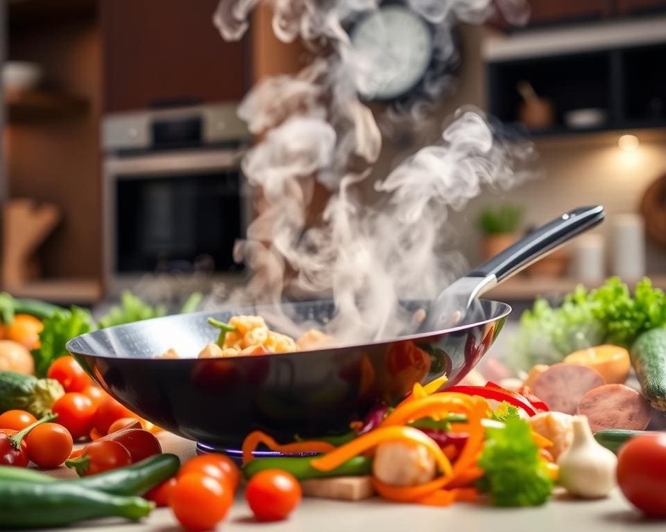 efficiënt koken met een elektrische wokpan