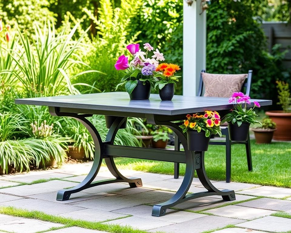 praktische bloemenhouder tuintafel