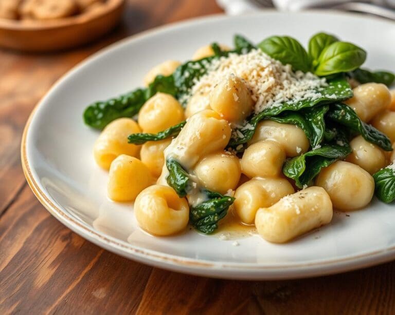 Gnocchi met spinazie en een romige Parmezaansaus