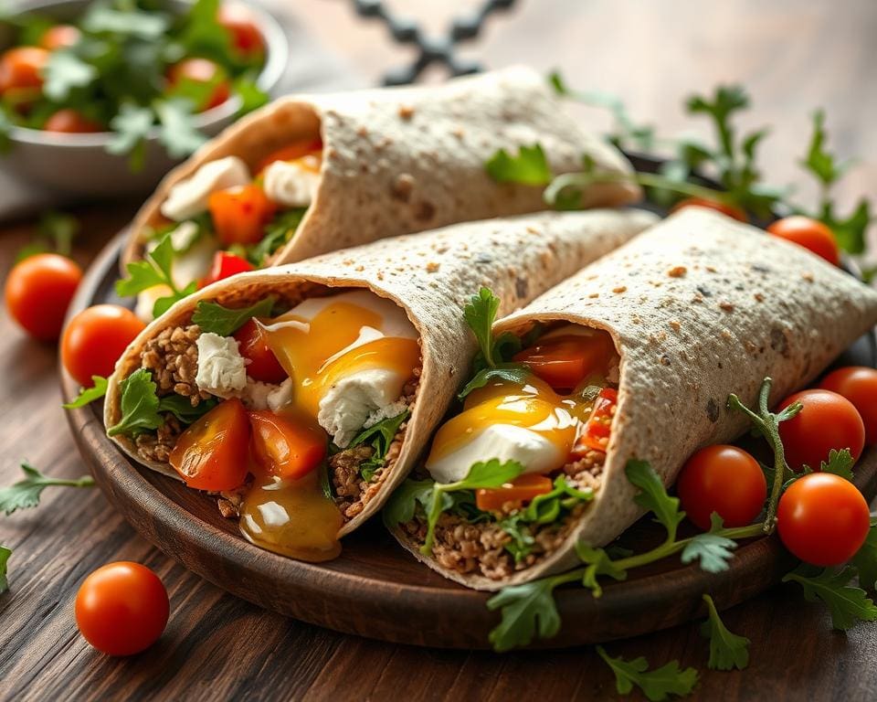 Volkoren wraps met geitenkaas en honing