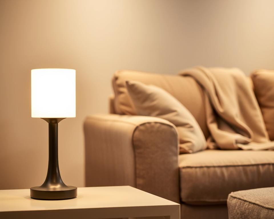 Een tafellamp die warmte toevoegt aan de zithoek