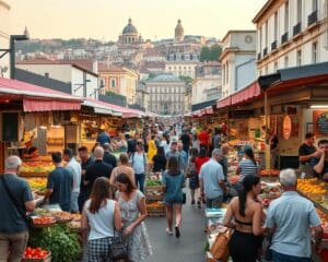 Wat zijn leuke eetmarkten in de stad?