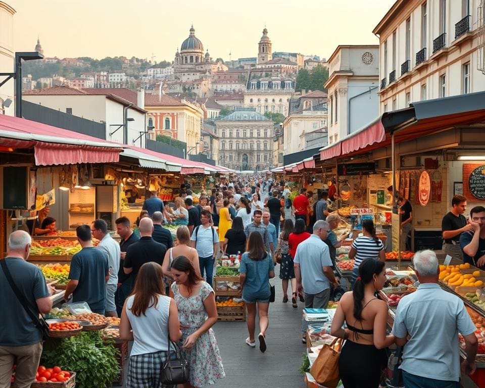 Wat zijn leuke eetmarkten in de stad?