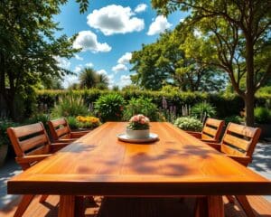 Is een houten tuintafel geschikt voor buitengebruik?
