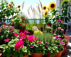 Welke planten doen het goed op een zonnig terras?